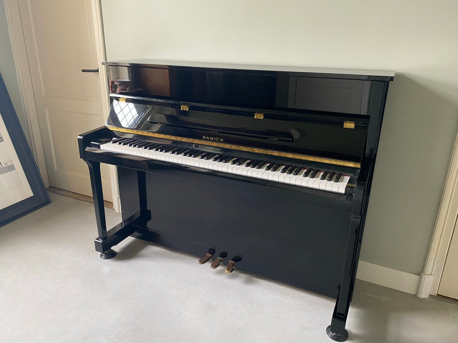 Samick JS-115 C Piano - Zwart Hoogglans, Muziek en Instrumenten, Ophalen, Gebruikt, Zwart, Piano