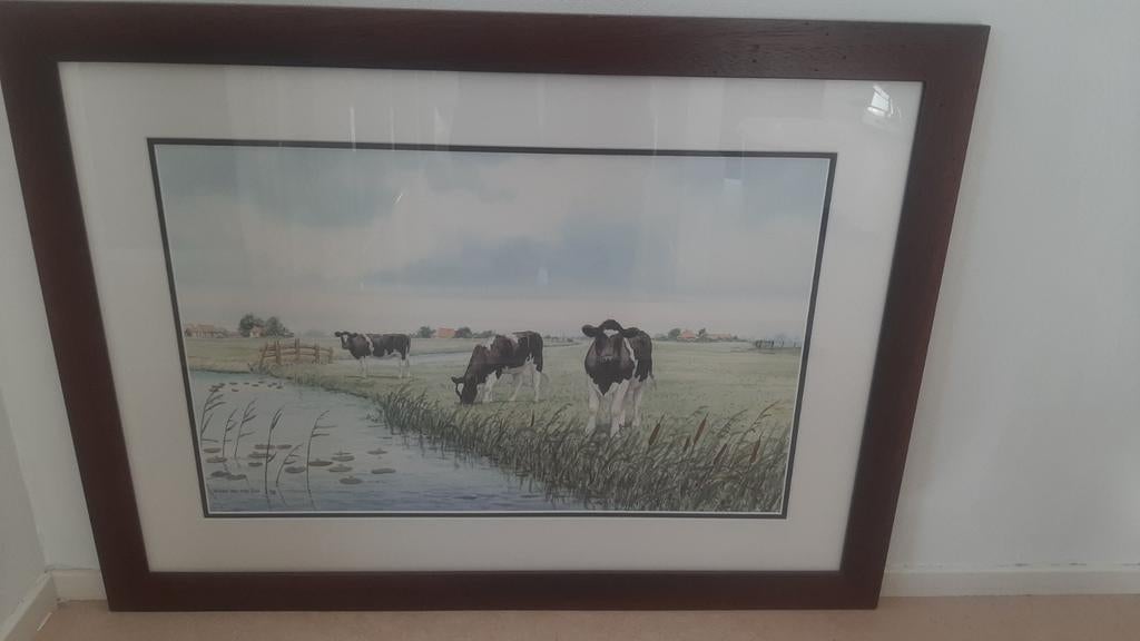 Wiebe van der zee Schilderij in bruine lijst, Ophalen of Verzenden, Zo goed als nieuw