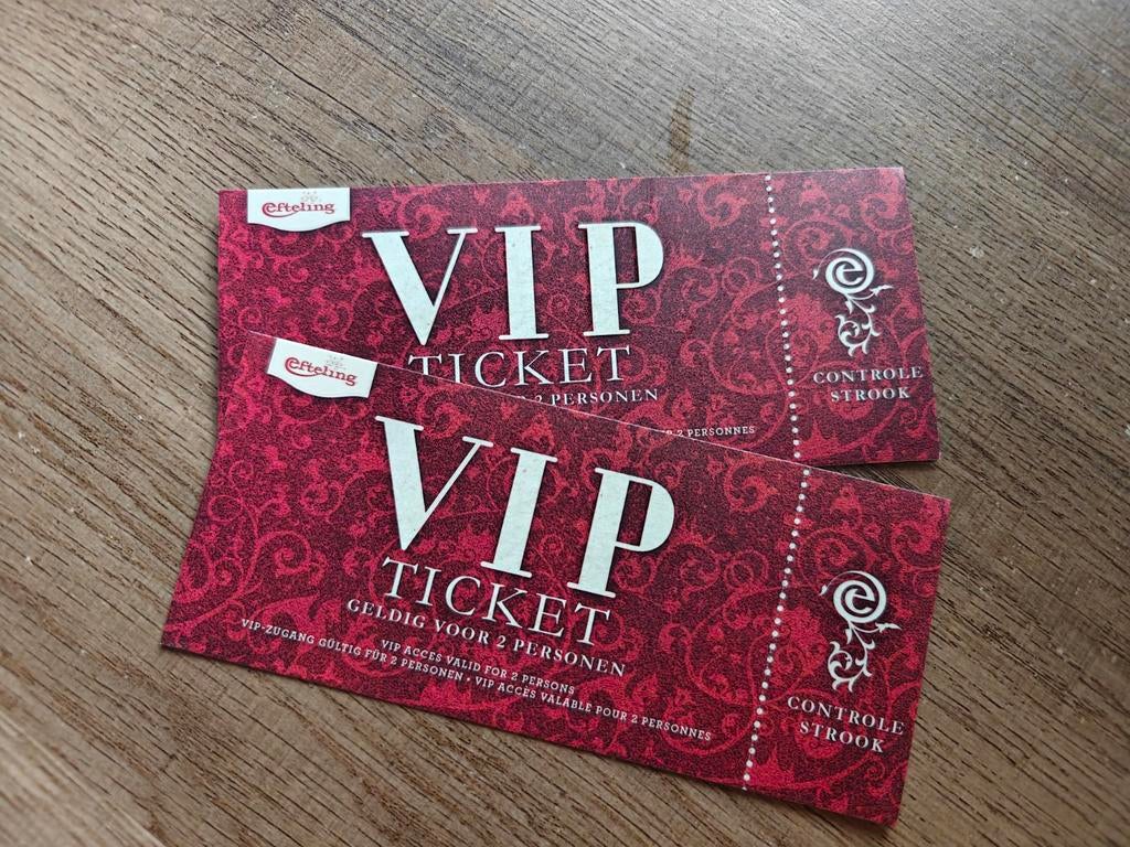 Efteling VIP kaarten, Tickets en Kaartjes, Drie personen of meer, Overige soorten, Pretpark