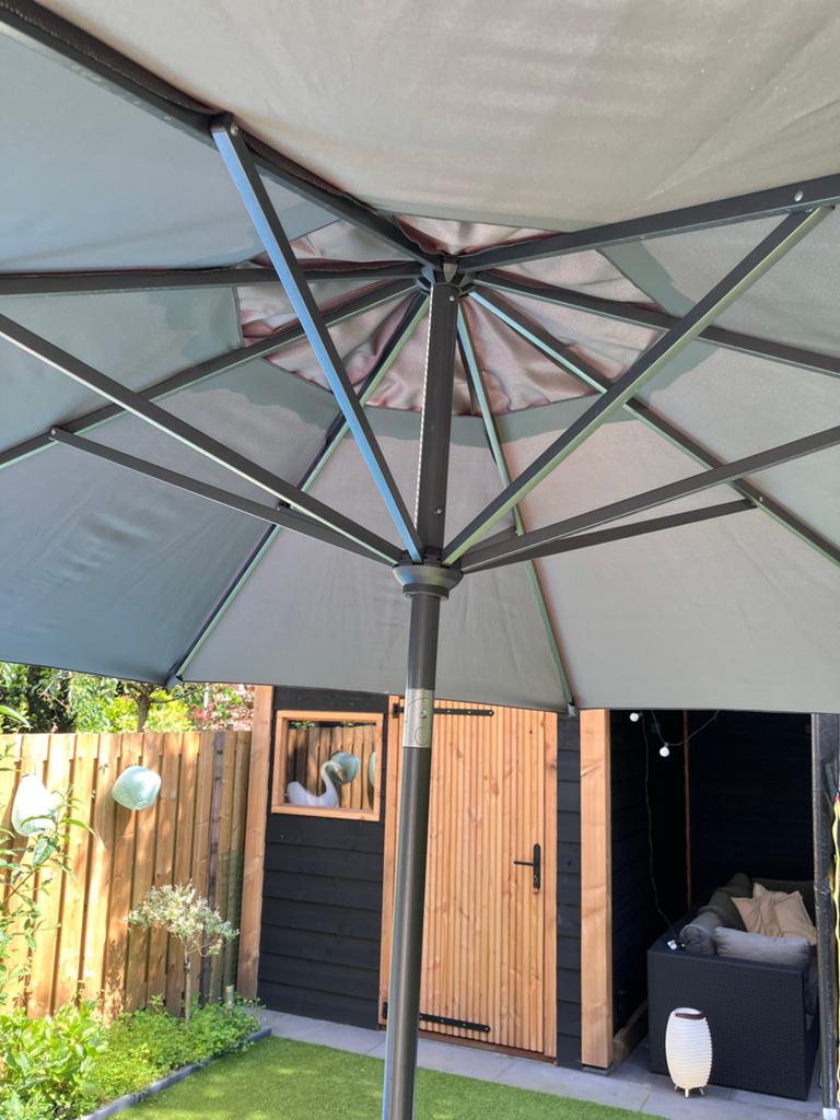 Parasol met beschermhoes - antraciet, Ophalen, Gebruikt, 2 tot 3 meter, Stokparasol
