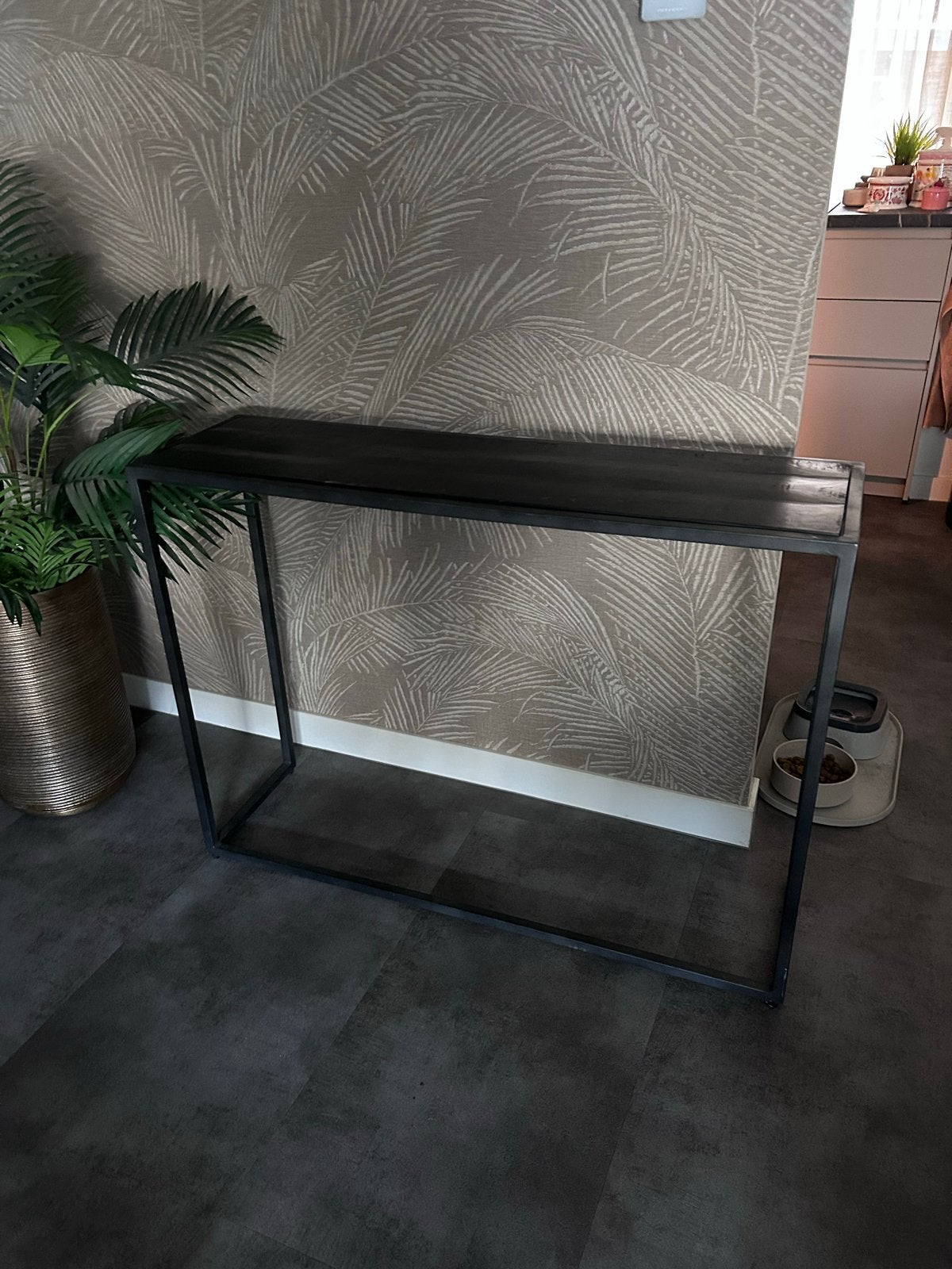 Side table met metalen frame, Ophalen, Gebruikt, 75 cm of meer, 60 cm of meer