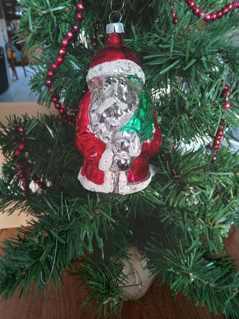 oude kerstbal van kerstman, Ophalen of Verzenden, Gebruikt