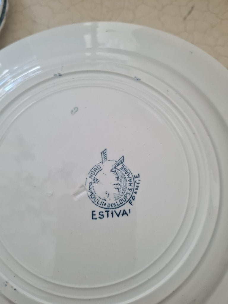 11 diner borden petrol blauw antiek p/st 5.95, Ophalen of Verzenden