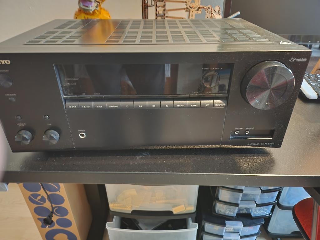Onkyo TX-NR575E receiver, Ophalen of Verzenden, Zo goed als nieuw, 120 watt of meer, Stereo