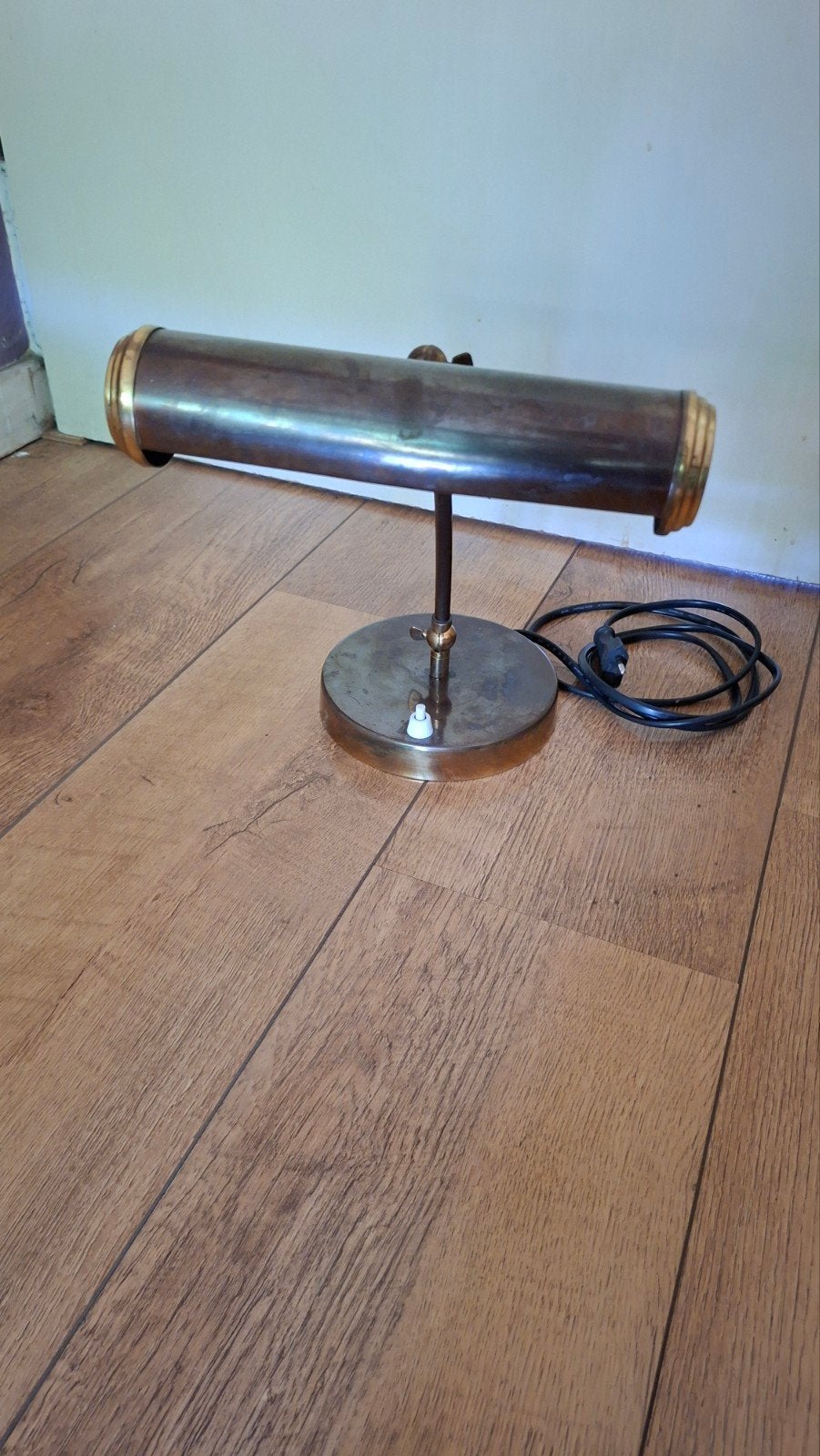 vintage, antieke koperen bronzen pianolamp nieuw snoer, Ophalen of Verzenden