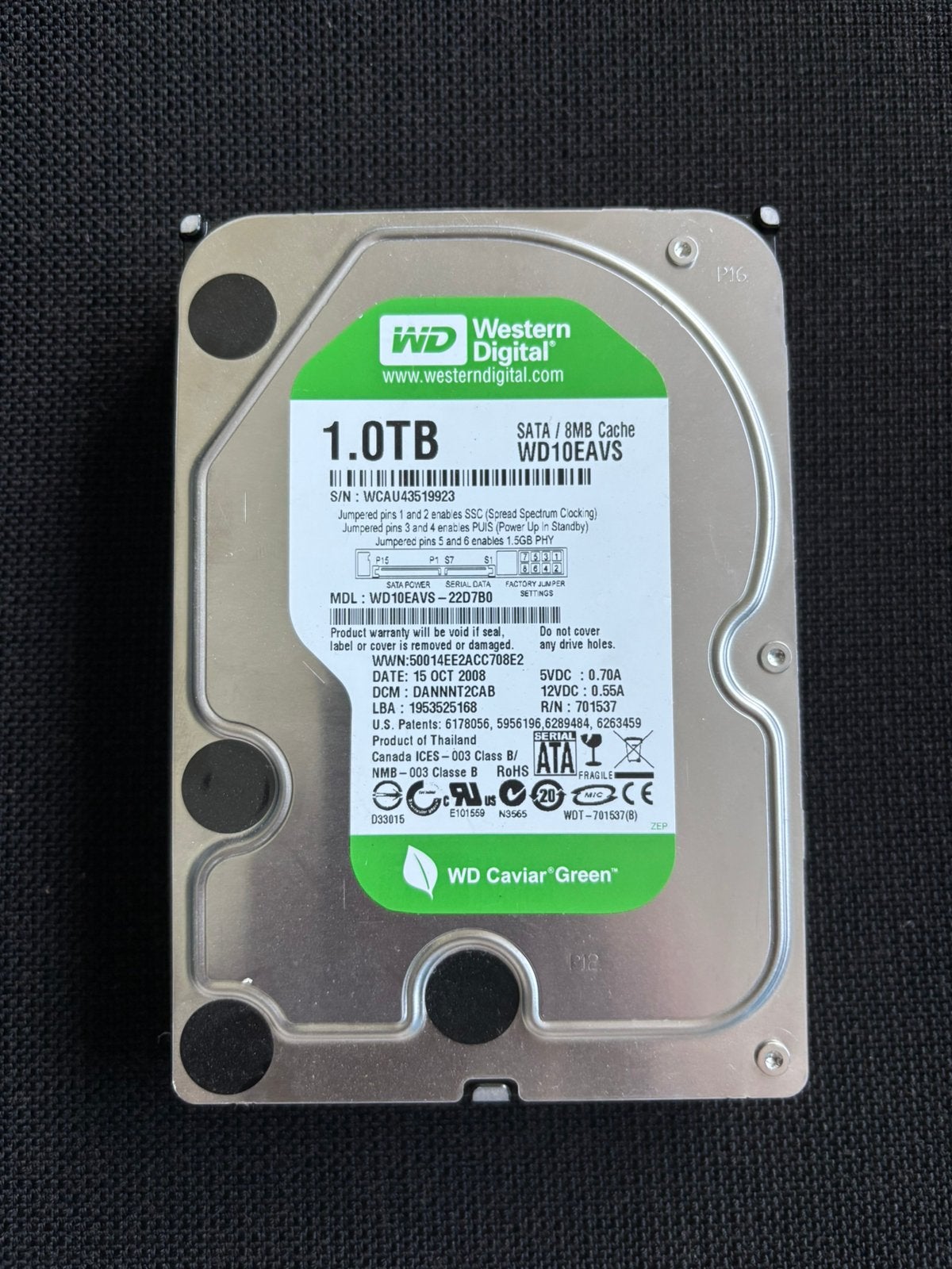 1TB HDD (defect), Ophalen, Intern, 1TB, Desktop