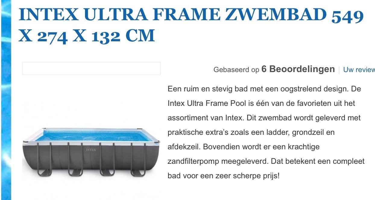 Intex Zwembad 549x274x132 cm met zandfilterpomp+trap+vloer, Tuin en Terras, Zwembaden, Gebruikt, 200 tot 300 cm, Rechthoekig, Ophalen
