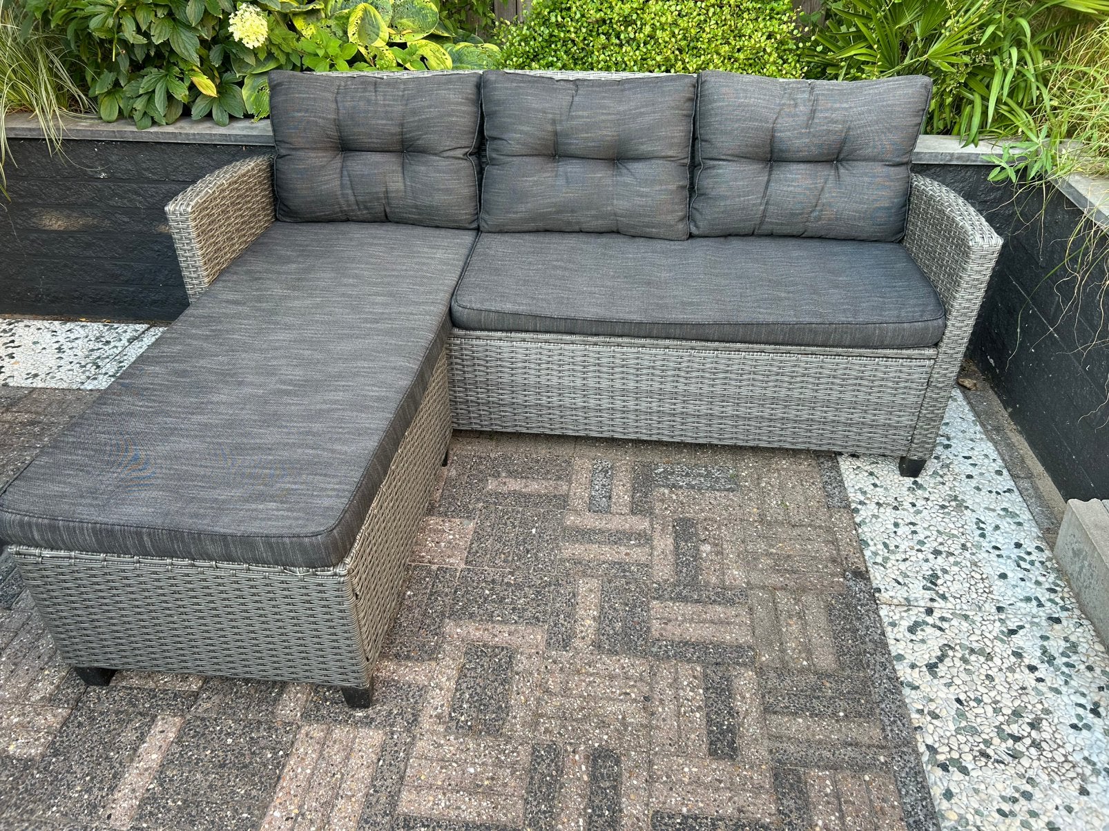 3 Zits loungesets met chaise longue, Tuin en Terras, Tuinsets en Loungesets, Ophalen, Zo goed als nieuw, Bank