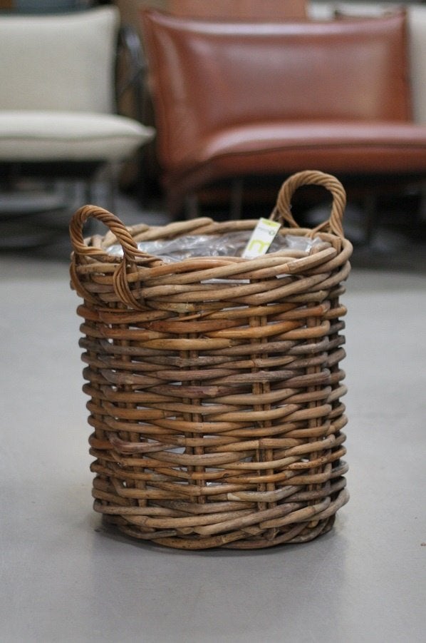 Grove rieten rotan manden bloempotten houtmand Ø45 cm., Gevlochten, Mand, Rond, Nieuw