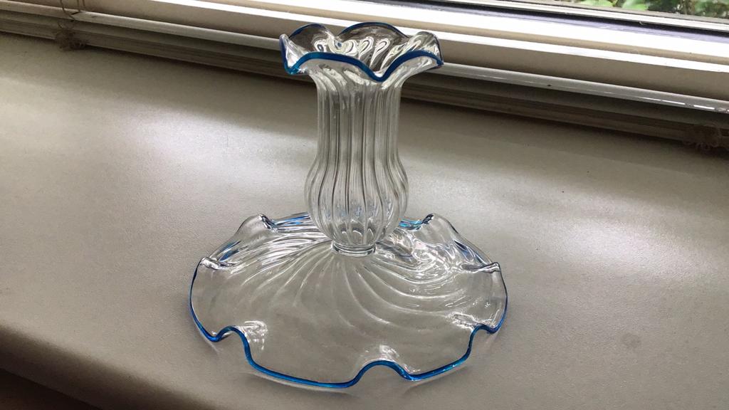 Murano Venetiaanse blauwe glazen kandelaar, Antiek en Kunst, Antiek | Glas en Kristal, Ophalen of Verzenden