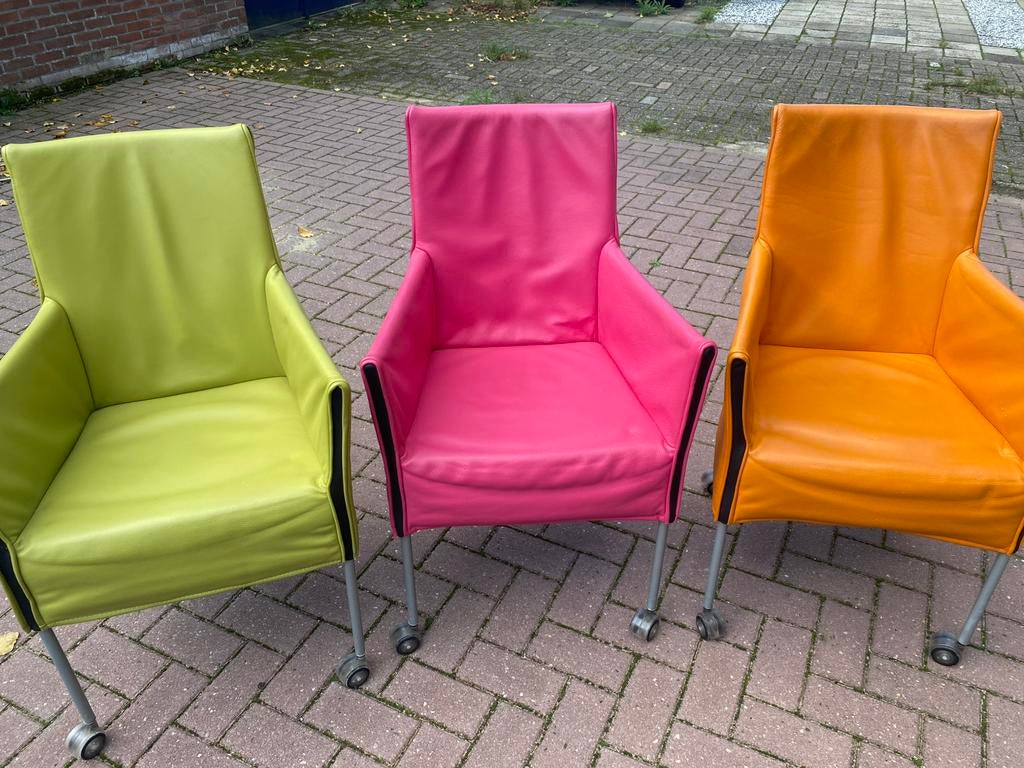 Eetkamerstoelen leer div kleuren, Ophalen, Gebruikt, Leer