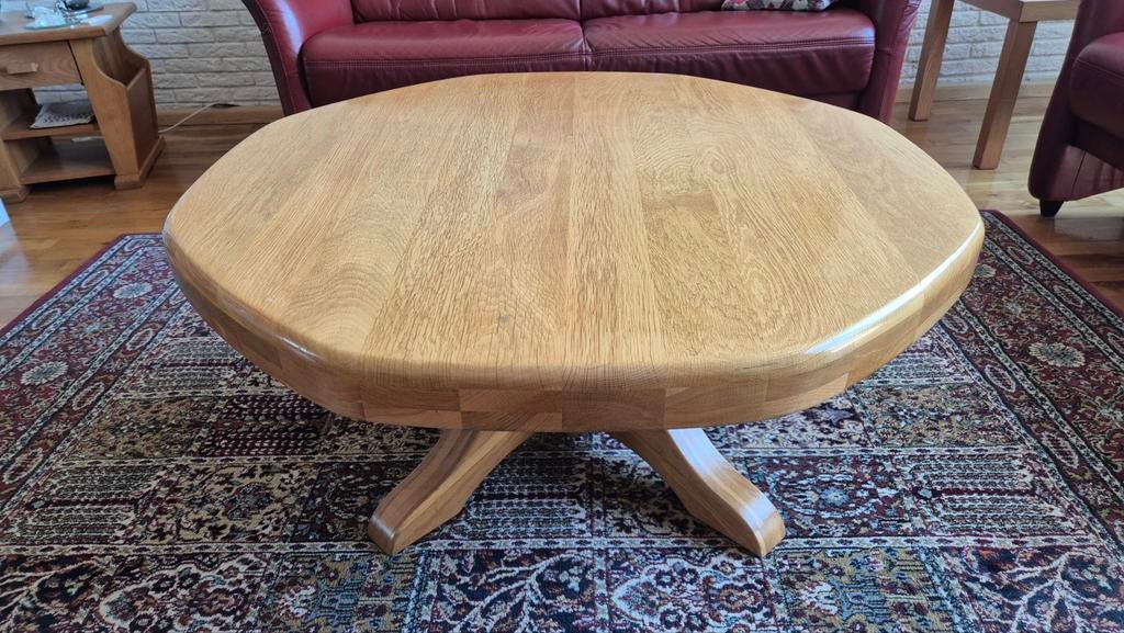 Massief houten salontafel - Robuust en stijlvol, Huis en Inrichting, Ophalen, 50 tot 100 cm, Rond, 50 tot 100 cm