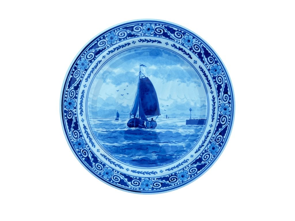 Delfts blauw bord met zeilschip – De Porceleyne Fles (1978), Ophalen of Verzenden