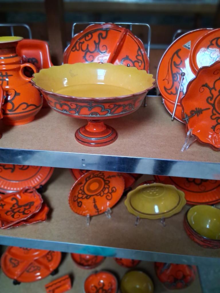 Vintage West Germany Keramiek Servies Oranje Zwart, Antiek en Kunst, Antiek | Keramiek en Aardewerk, Ophalen of Verzenden