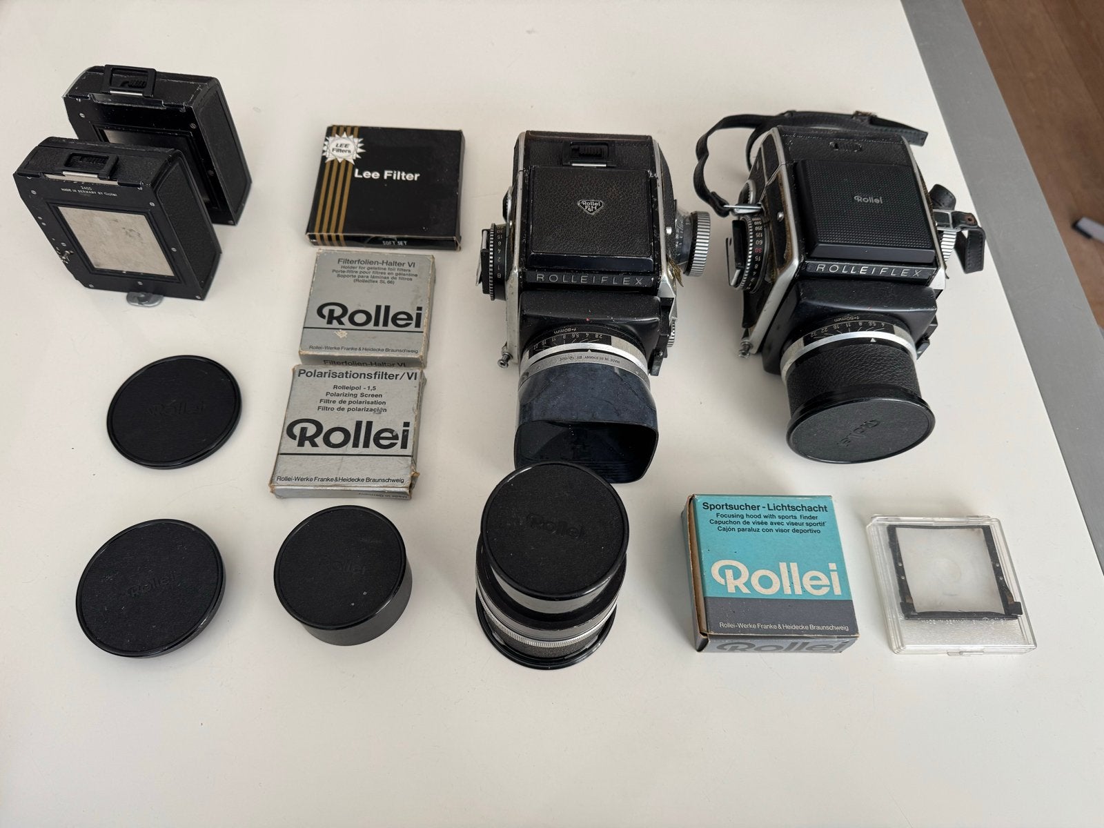 Twee Rolleiflex SL66 camera's met 3 lenzen en accessoires, Ophalen of Verzenden, Gebruikt, Spiegelreflex, Overige Merken
