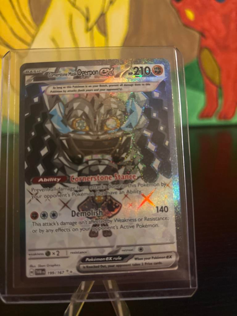 Twilight Masquerade - Cornerstone Mask Ogerpon EX 199/167, Hobby en Vrije tijd, Verzamelkaartspellen | Pokémon, Zo goed als nieuw