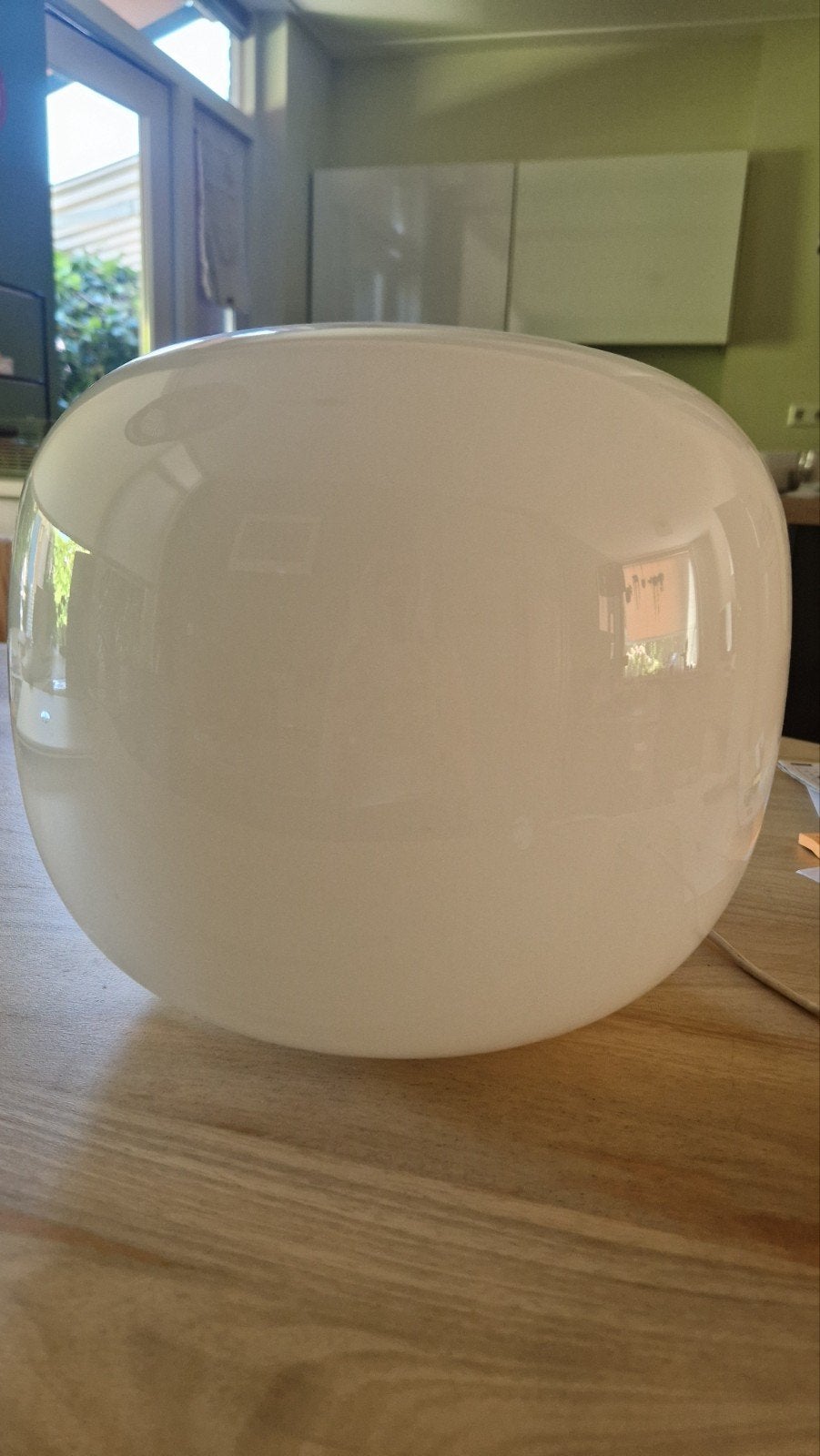 vintage lamp  Verierre de Vianne glas, Huis en Inrichting, Lampen | Lampenkappen, Ophalen, Tafellamp, Wit, Rond