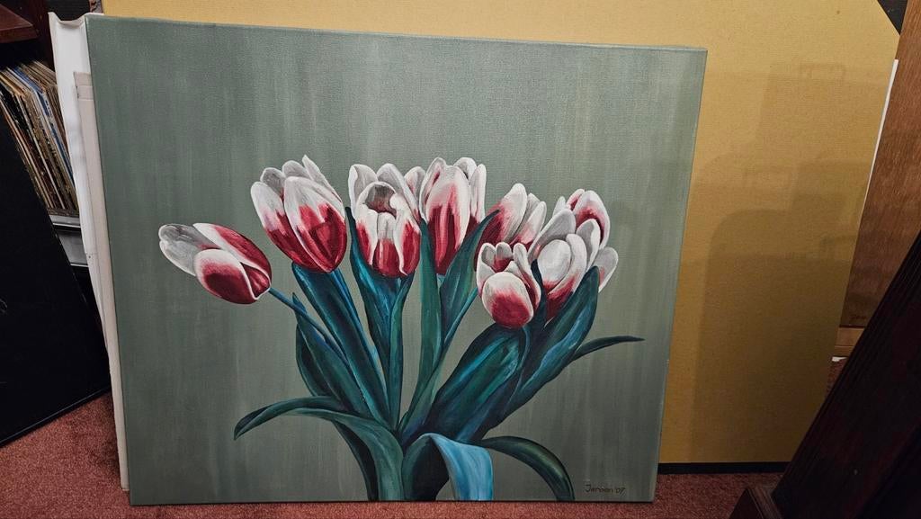 Schilderij tulpen 60x70 cm, Ophalen of Verzenden