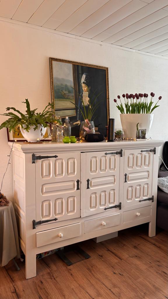 Antiek massief houten dressoir / boerenkast, Ophalen, Gebruikt, 150 tot 200 cm, Met lade(s)