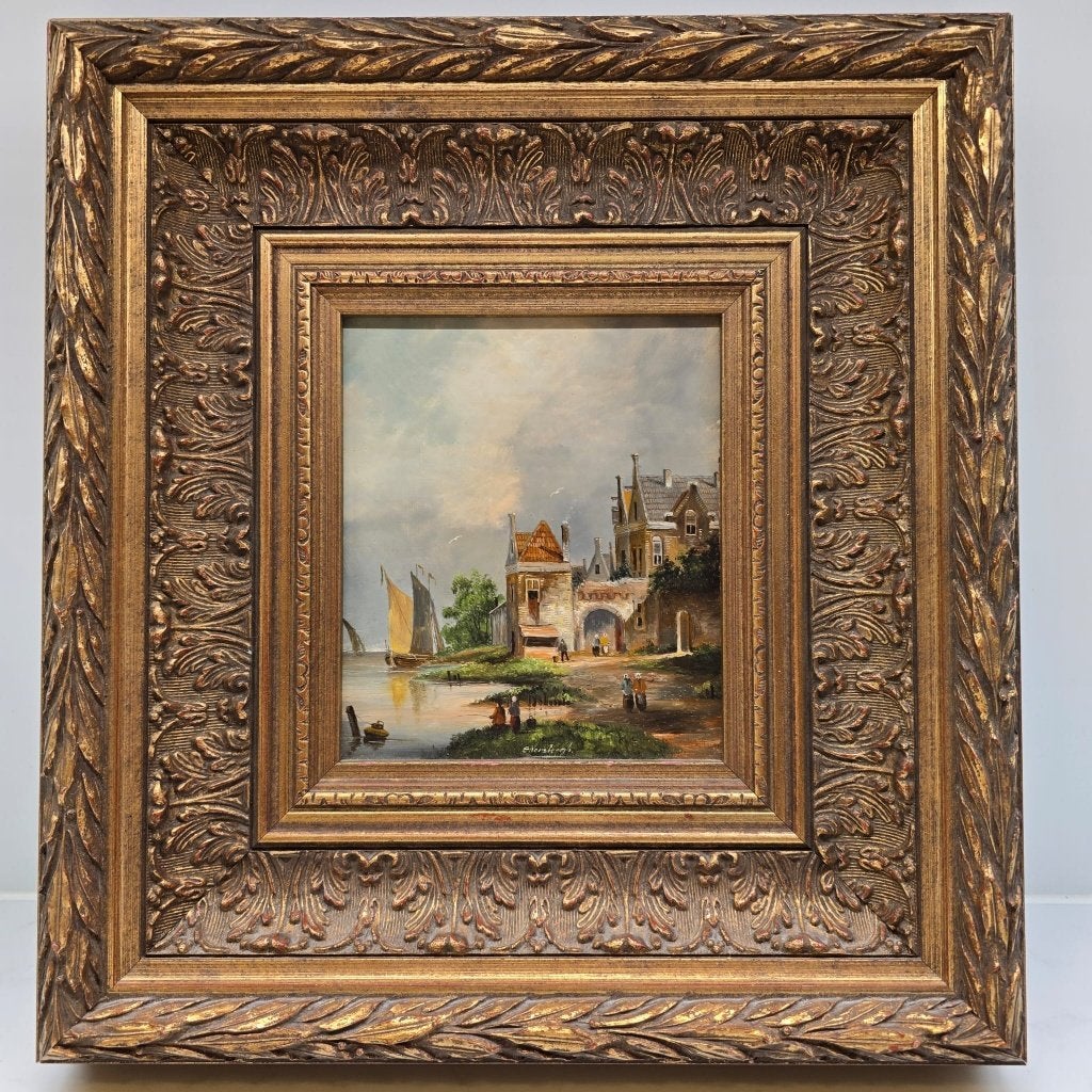 Kleurrijk Hollands riviergezicht – E. Versteegh, Antiek en Kunst, Ophalen