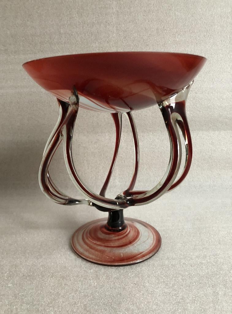 Vintage Pedestal Schaal Jellyfish Krosno Josefina 21 cm, Ophalen