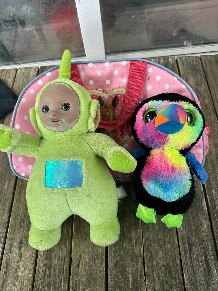 Teletubbie Dipsy en Ty Pinguïn Knuffels - Zo goed als nieuw, Groen, Overige karakters, Overige typen, Ophalen of Verzenden