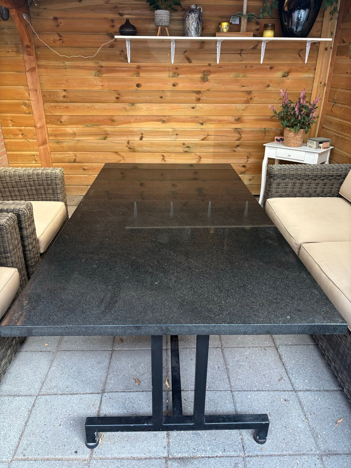 Massief granieten tafel 200x100 cm - Zwaar en duurzaam, Ophalen, Gebruikt, Rechthoekig, Overige materialen
