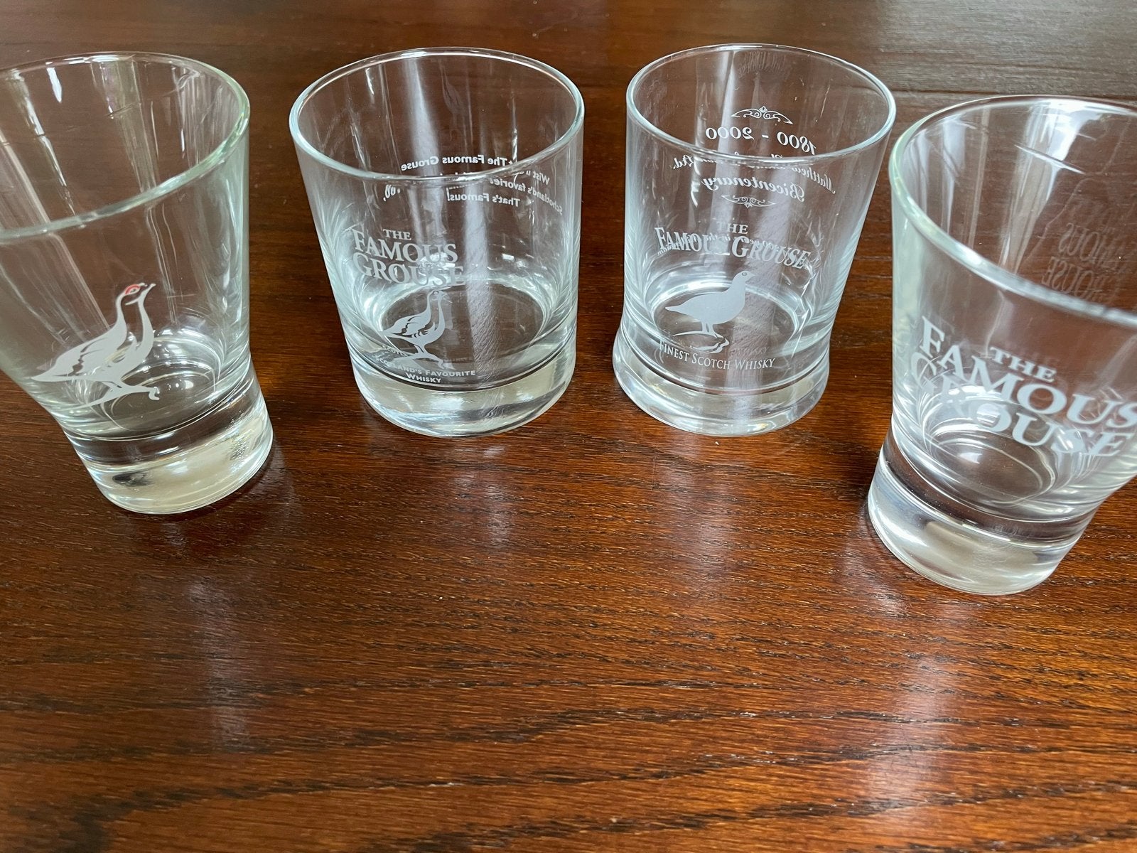 whiskyglazen Famous Grouse 4x, Ophalen of Verzenden, Gebruikt, Overige typen