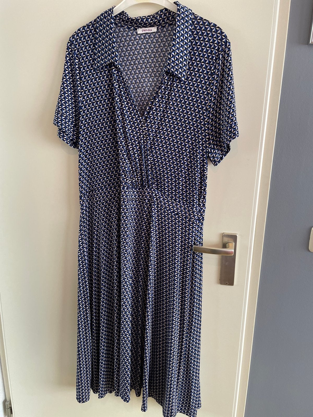 Paprika jurk met geometrische print, Blauw, Maat 46/48 (XL) of groter, Ophalen of Verzenden, Zo goed als nieuw