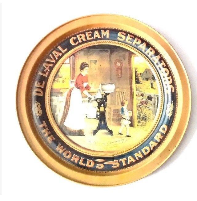 Bord Memorabel Dienblad uit 1978 De Laval Cream Separator, Ophalen of Verzenden, Gebruikt, Rond, Metaal