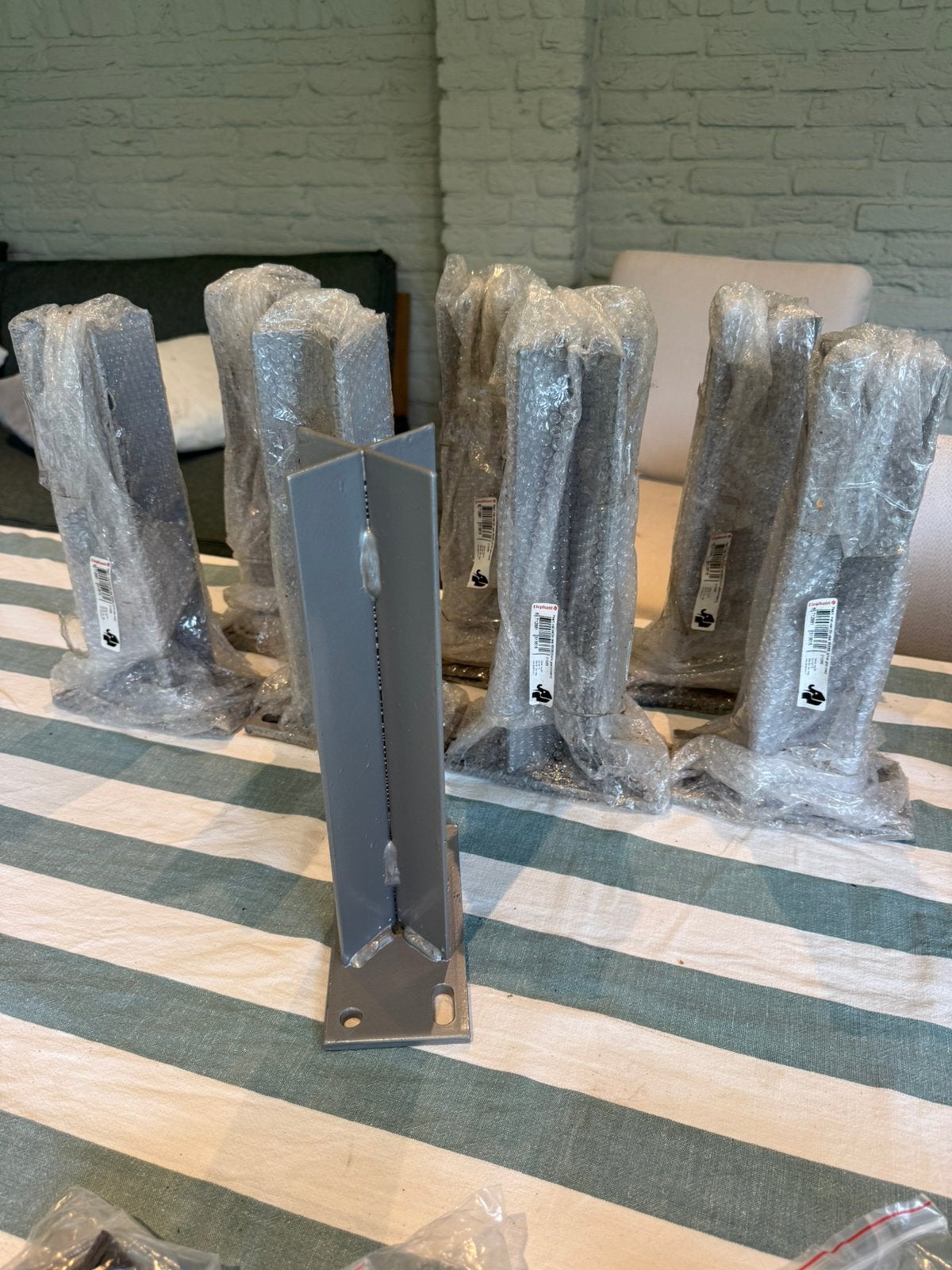 9x Elephant paalhouder vlak zilver 68x68 mm (010265), Ophalen, Nieuw, Aluminium