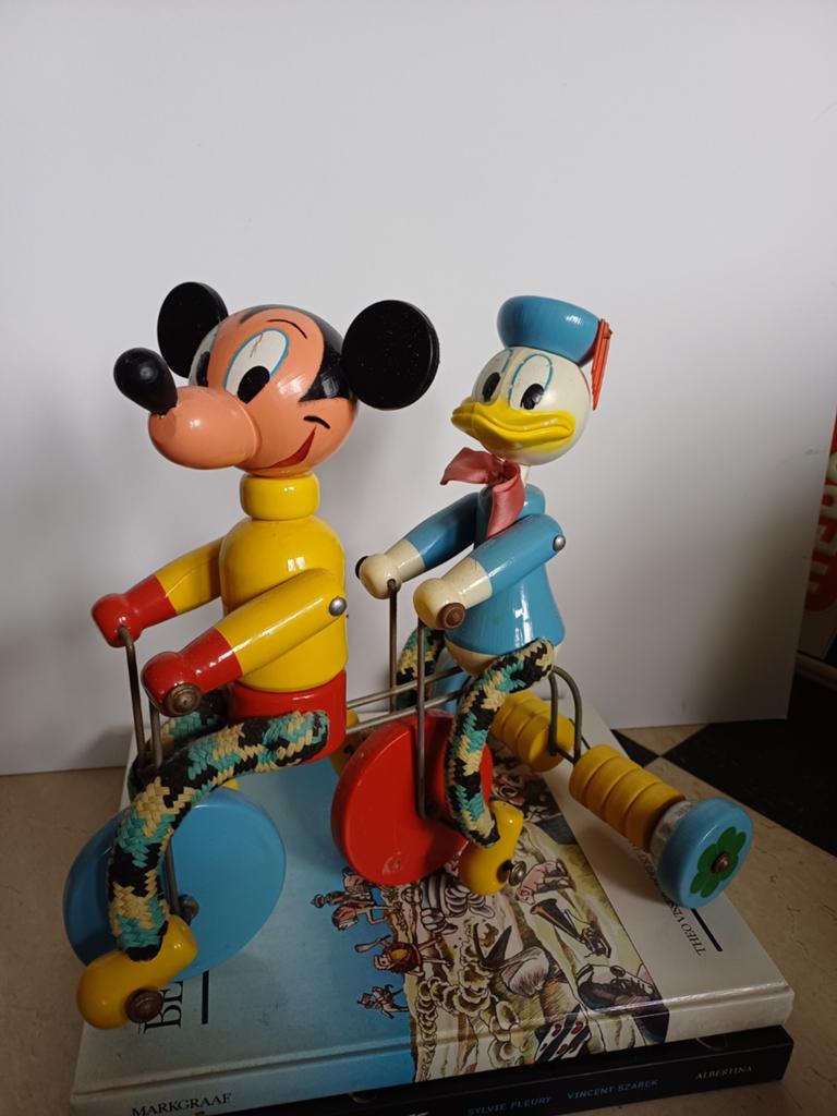 vintage houten Mickey en Donald Vilac, Ophalen of Verzenden, Mickey Mouse, Beeldje of Figuurtje