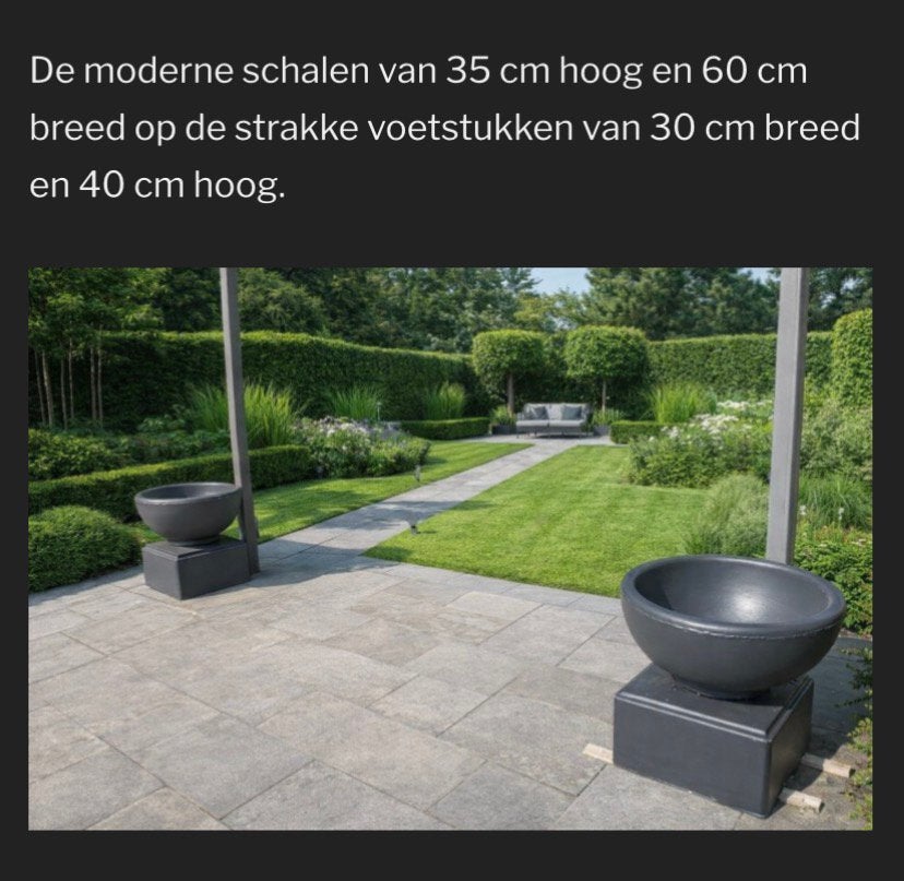 Strakke betonnen schalen en voetstukken los verkrijgbaar, Ophalen, 40 cm of meer, Rond, Nieuw