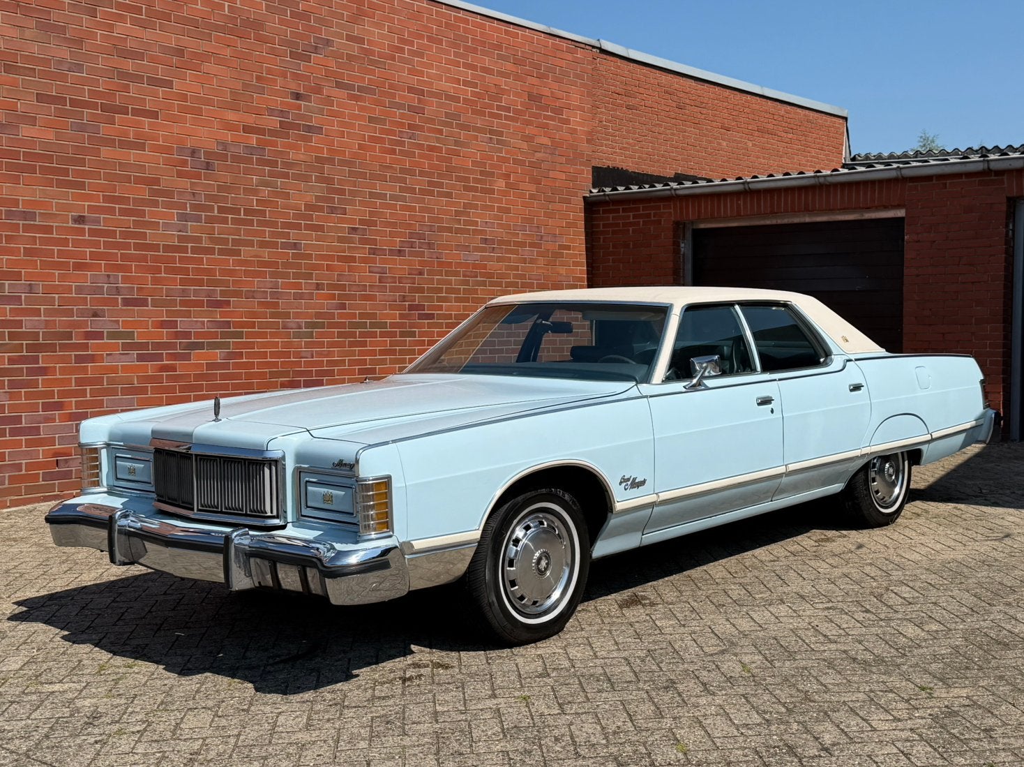 Mercury grand Marquis 7.5 V8 Oldtimer Belastingvrij, Auto's, Automaat, Achterwielaandrijving, Blauw, Leder en Stof
