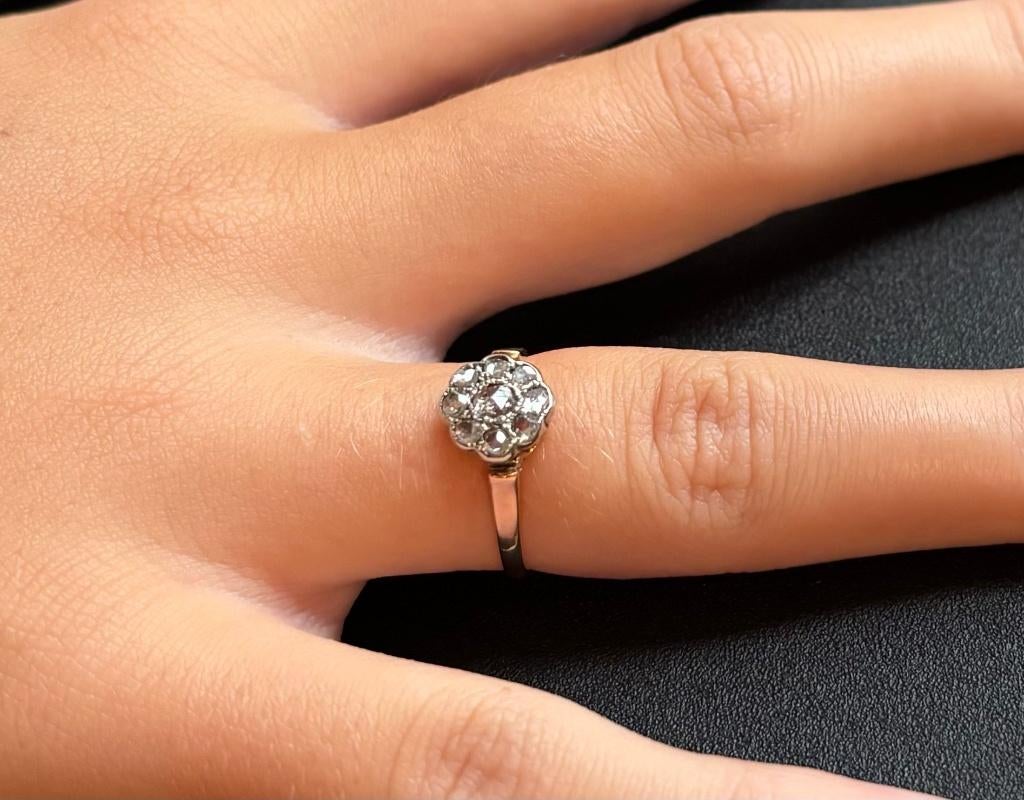Diamanten 14k gouden entourage rozet ring dames klassiek, Verzenden, Goud, Ring, Met edelsteen