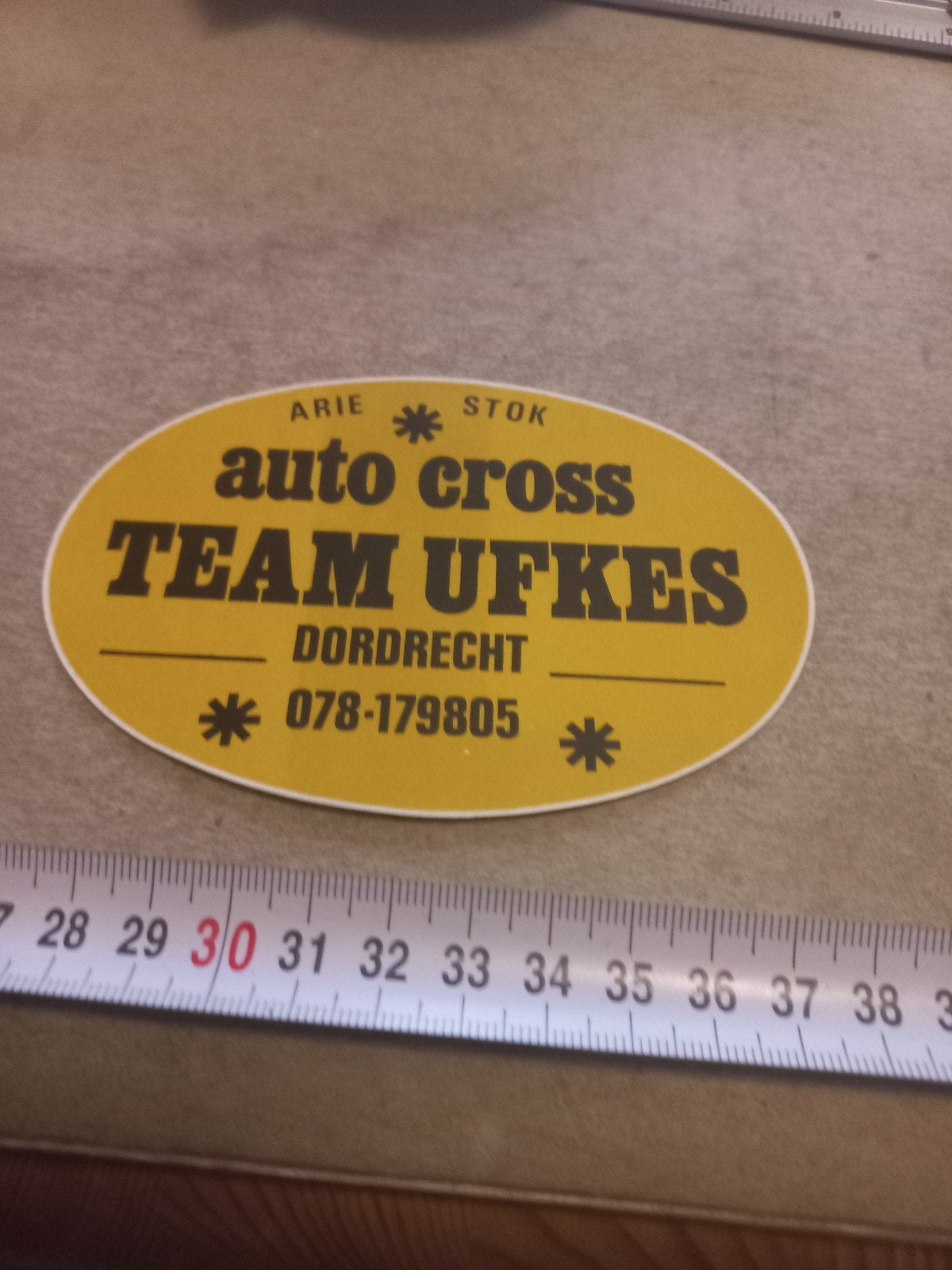 Vintage Arie Stok Autocross Team Ufkes Sticker Dordrecht, Ophalen of Verzenden