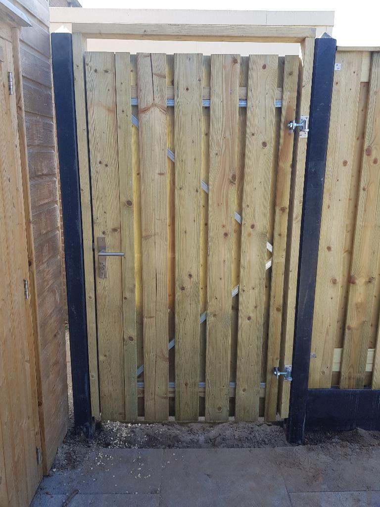 Complete Tuindeuren incl. RVS Beslag | Stalen frame!, Nieuw, Ophalen of Verzenden, 150 tot 200 cm, Hout