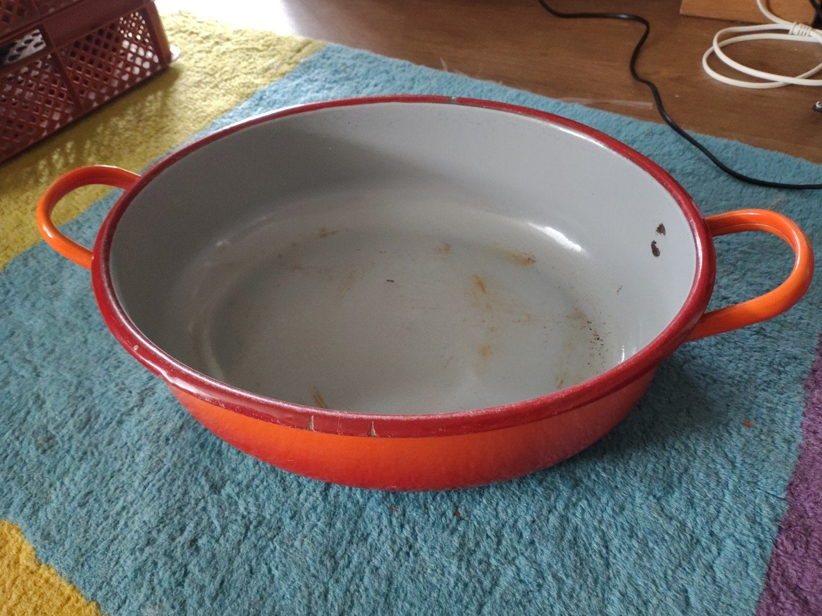 Vintage geëmailleerde ovenschaal - 34 cm, Antiek en Kunst, Ophalen of Verzenden