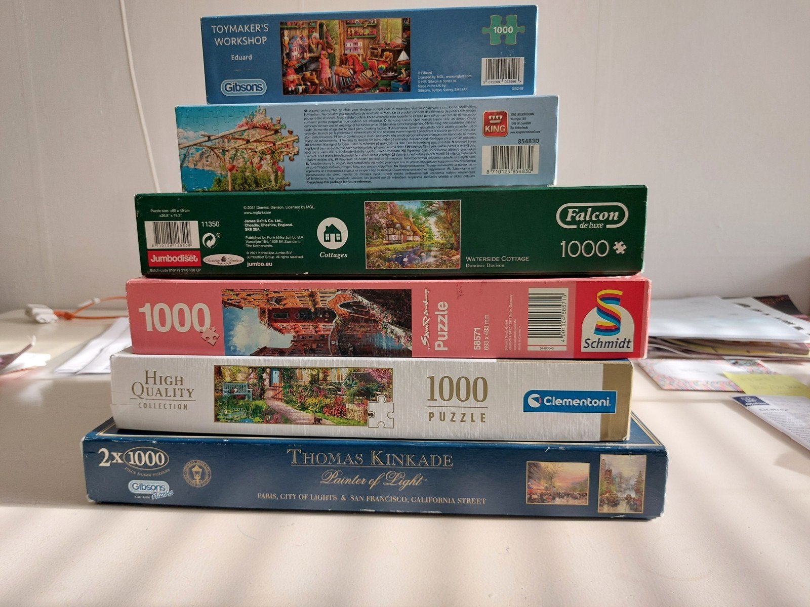 6 legpuzzels, Ophalen of Verzenden, 500 t/m 1500 stukjes, Gebruikt, Legpuzzel