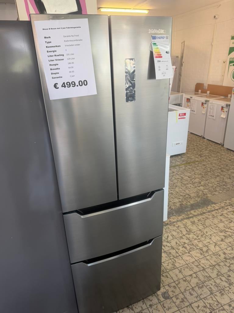 Koelvriescombinatie met 2 vriesladen 63 breedt nieuw, Ophalen, Geratek, Geratek, 200 liter of meer
