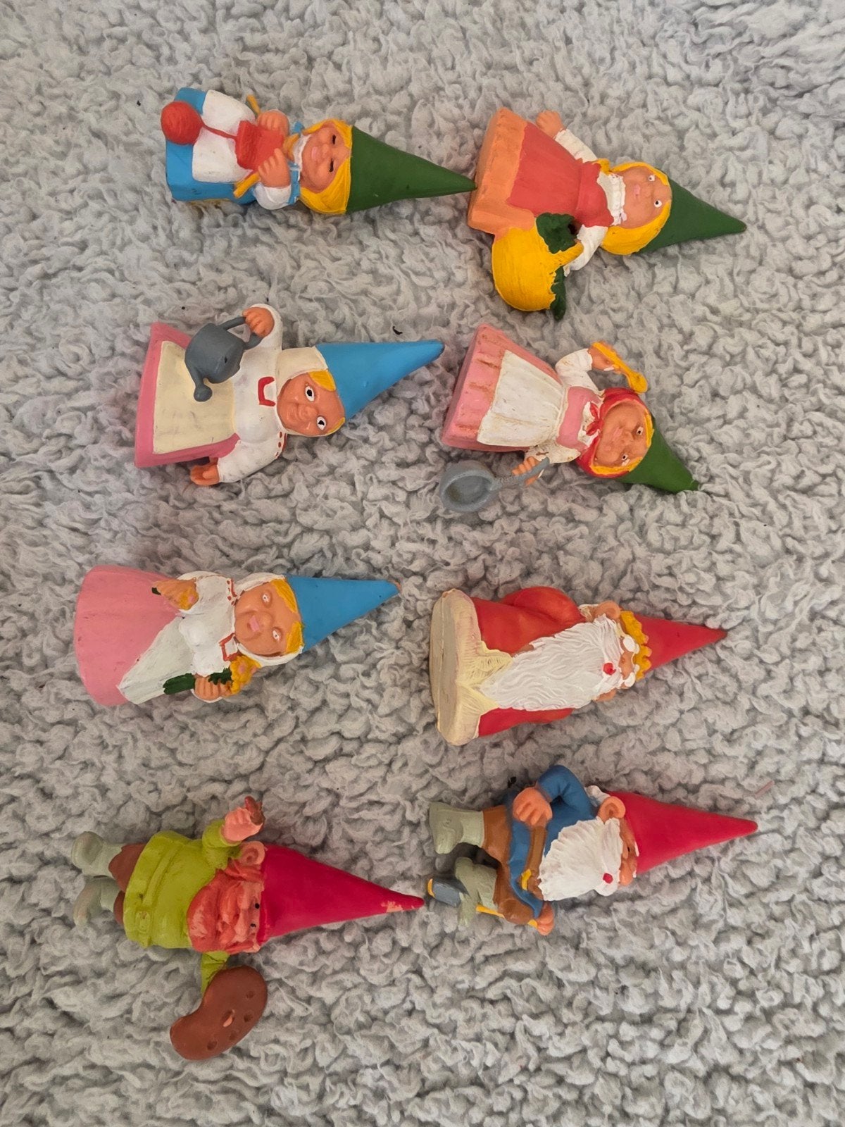 Vintage David de Kabouter beeldjes set - 7 stuks, Verzamelen, Poppetjes en Figuurtjes, Gebruikt, Ophalen of Verzenden
