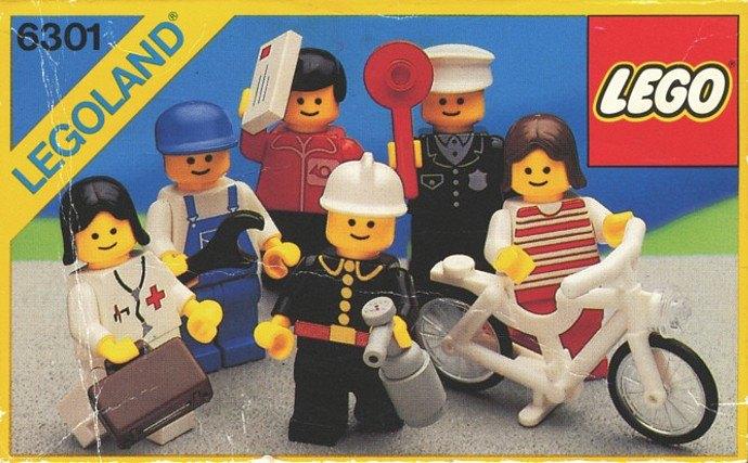 Lego 6301 monteur, arts, politie, brandweer, post, fietser, Gebruikt, Lego, Compleet, Ophalen of Verzenden