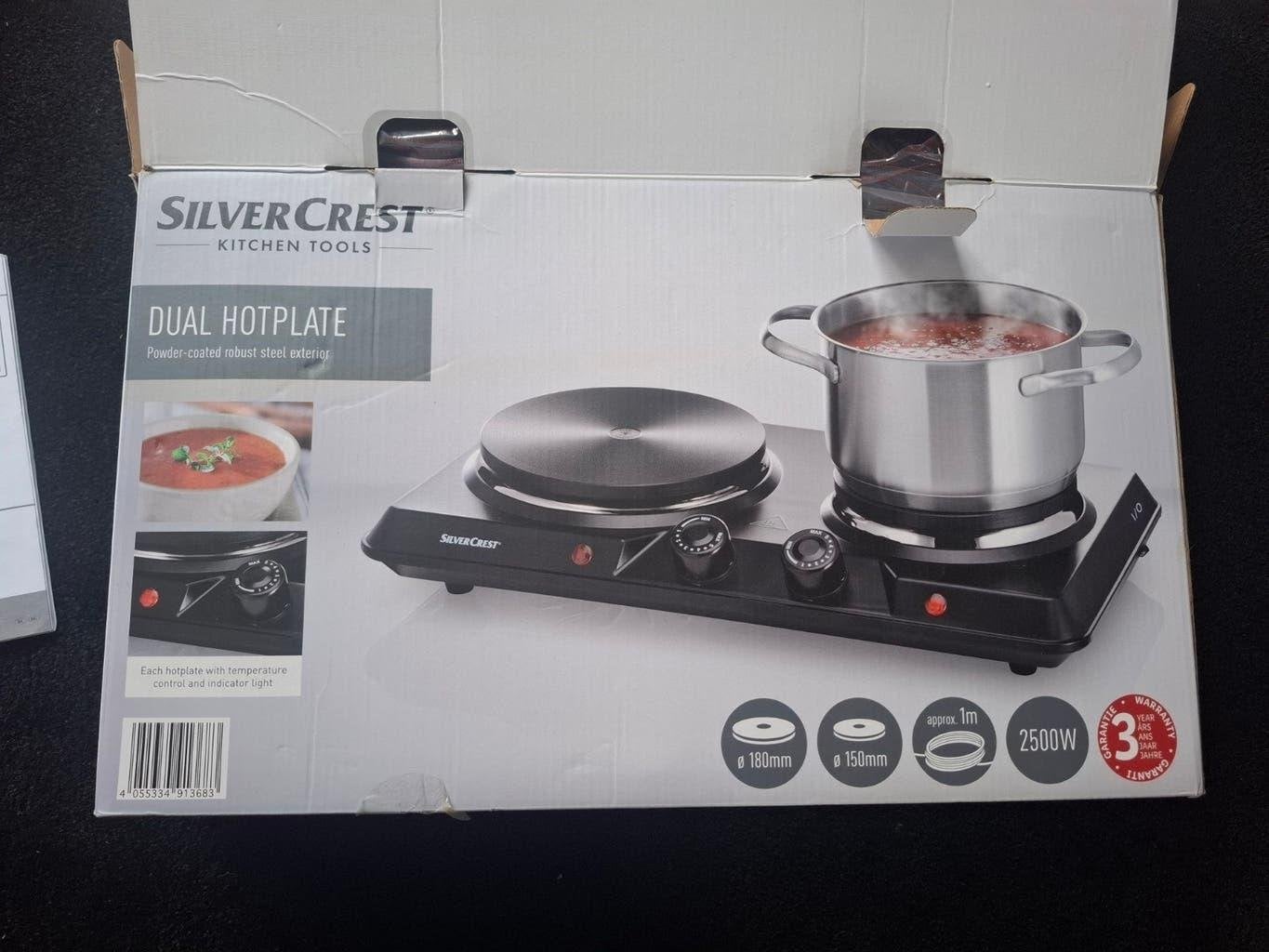 Silvercrest Dubbele Kookplaat SDK 2500 D1Nieuw in verpakki, Witgoed en Apparatuur, Nieuw, 3 kookzones of minder, Ophalen of Verzenden