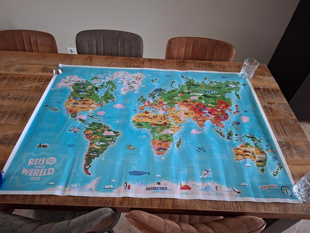 Dubbelzijdige Poster: Wereldkaart & Nederland (120x85cm), Ophalen, 2000 tot heden, Nieuw, Landkaart