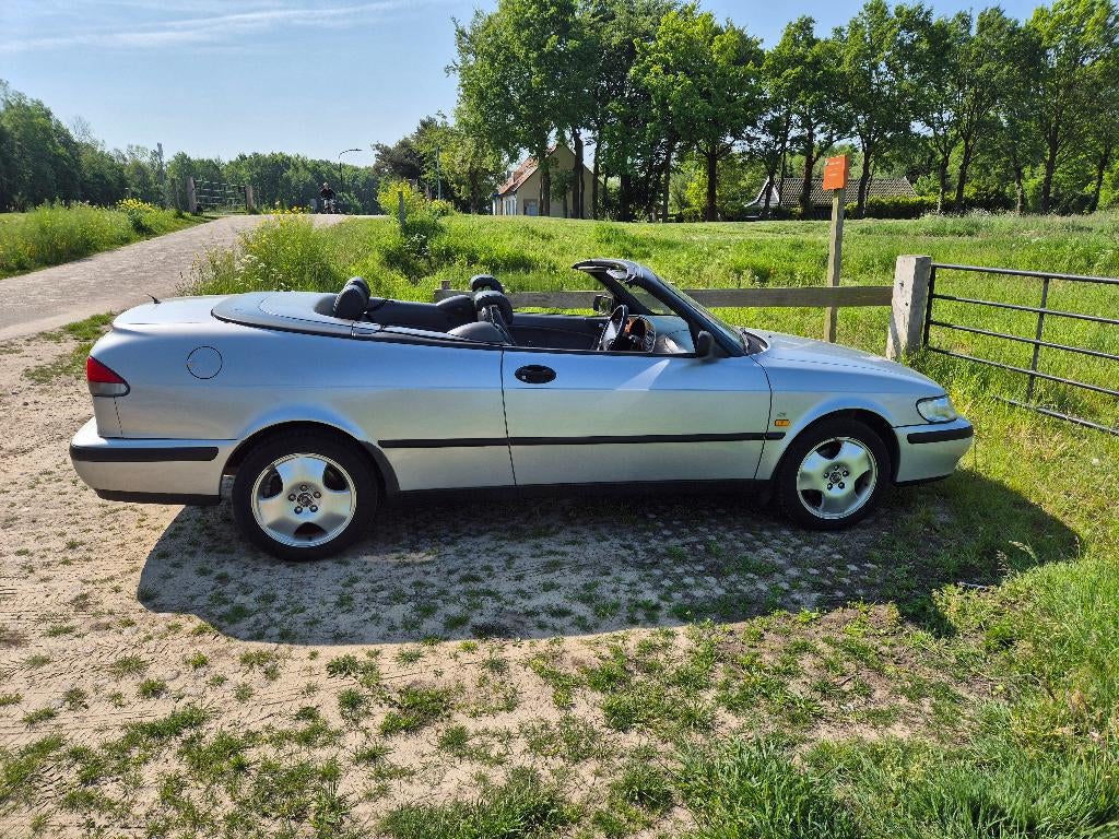 Saab 9-3 Cabrio - 1999 Grijs 2.0 Turbo 200 PK, Auto's, Voorwielaandrijving, 730 kg, Zwart, 4 cilinders