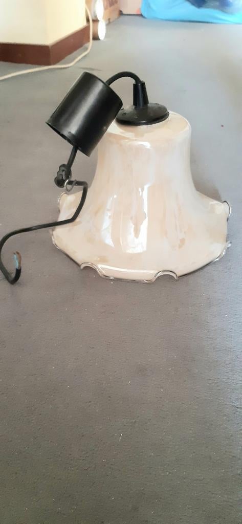 Lief hang lampje uit oma's jeugd (keuken? Gang?)glas ca 11cm, Ophalen of Verzenden, Zo goed als nieuw, Glas