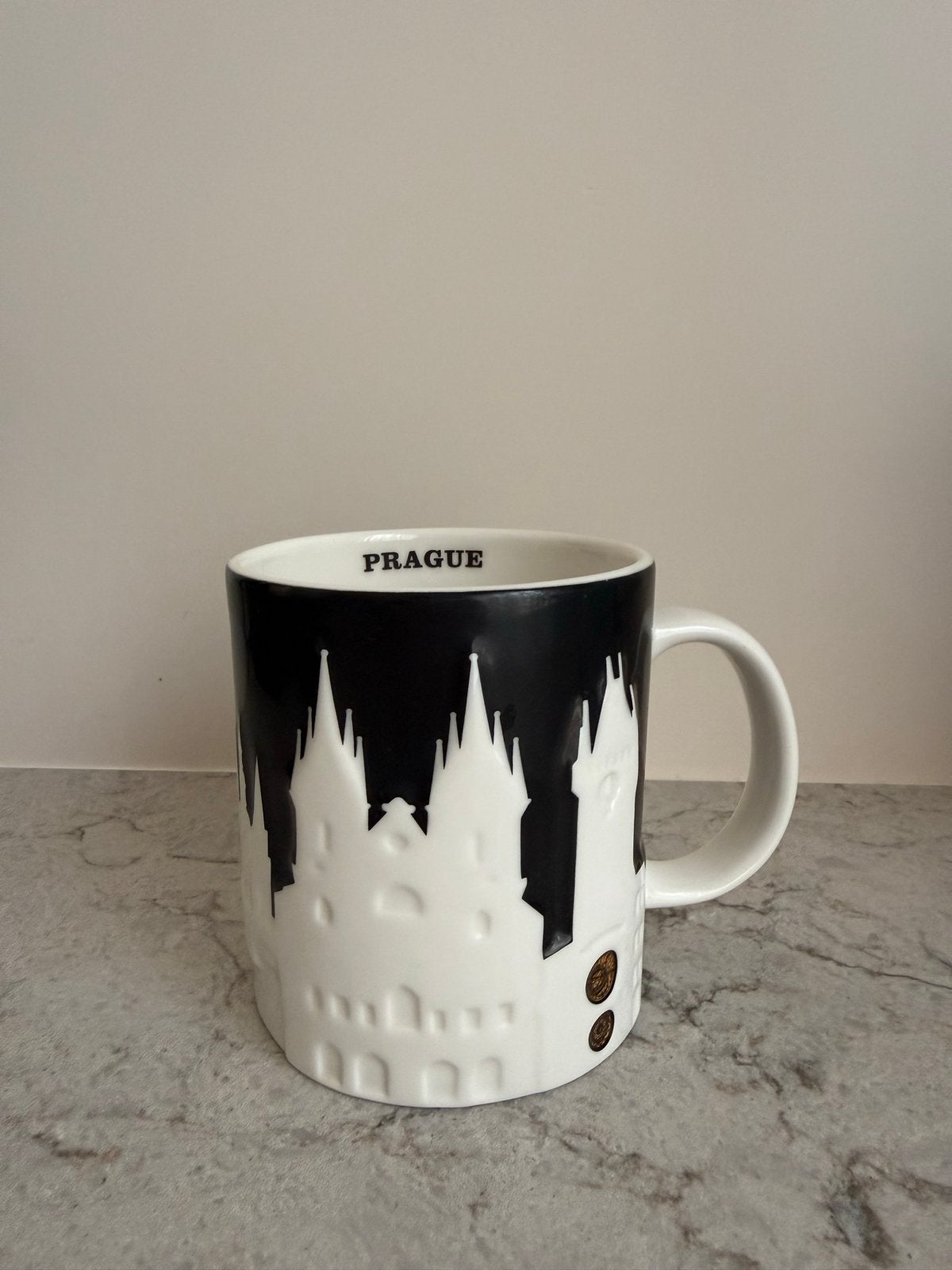 Starbucks mok Praag - Zwart/Wit skyline, Ophalen, Gebruikt, Keramiek, Mok