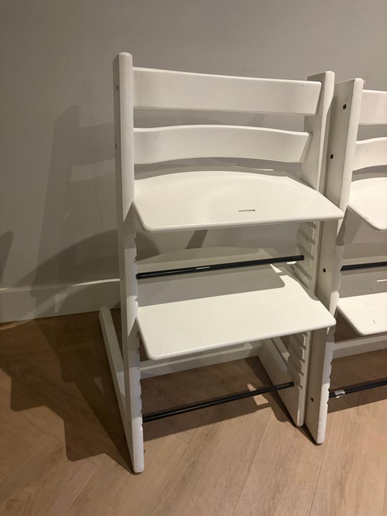 Stokke Tripp Trapp kinderstoel - Wit, gebruikt, Ophalen of Verzenden, Gebruikt, Meegroeistoel, Aanschuifbaar
