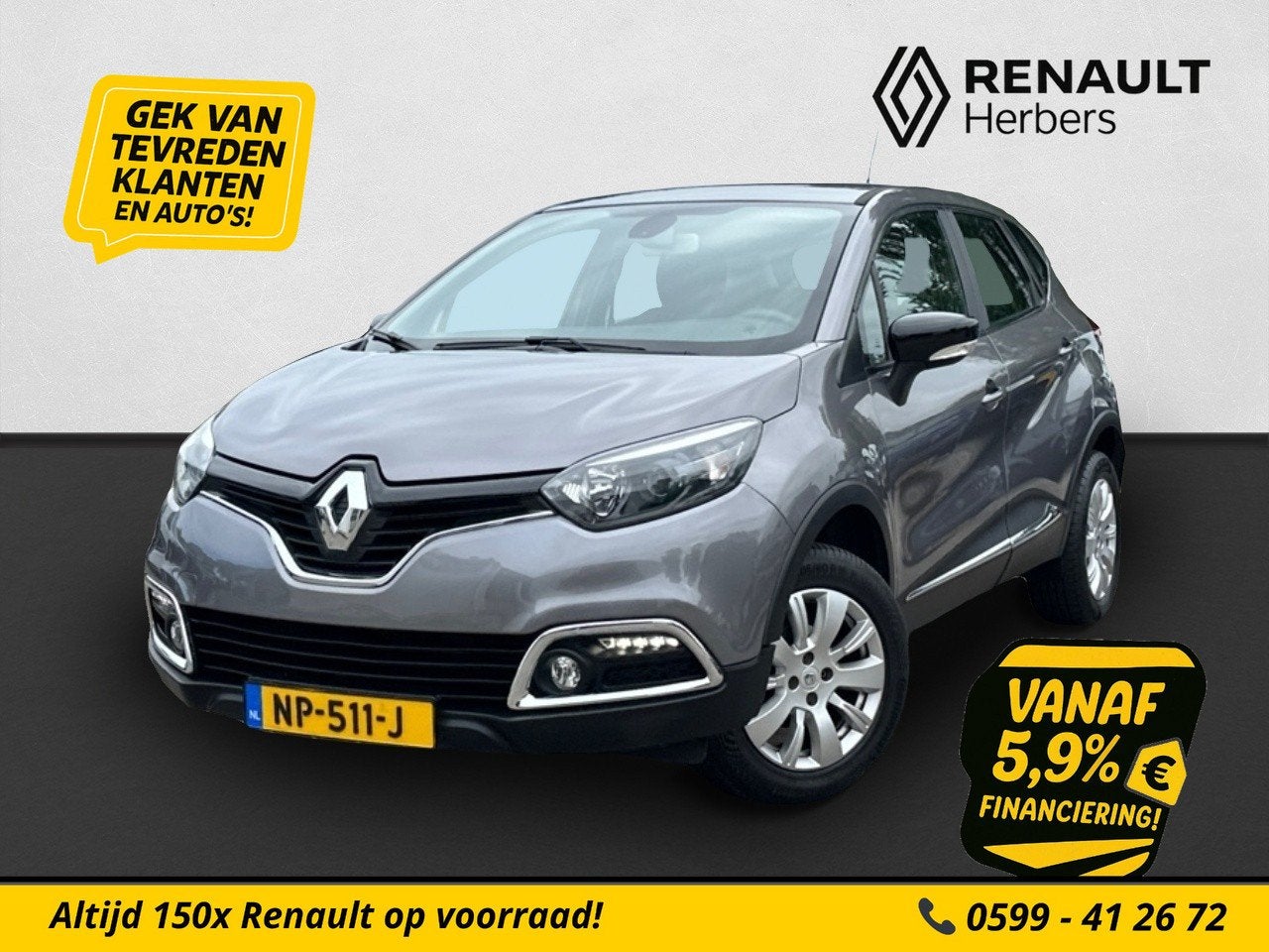 Renault Captur 0.9 TCe Expression TREKHAAK / CRUISE / NAVI, Voorwielaandrijving, 898 cc, Stof, Gebruikt