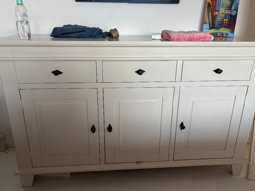 Groot wit dressoir / buffetkast, Ophalen, Gebruikt, Met deur(en), Landelijk
